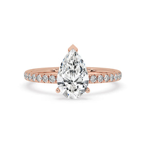 Pear Diamond Pave Band Engagement Ring