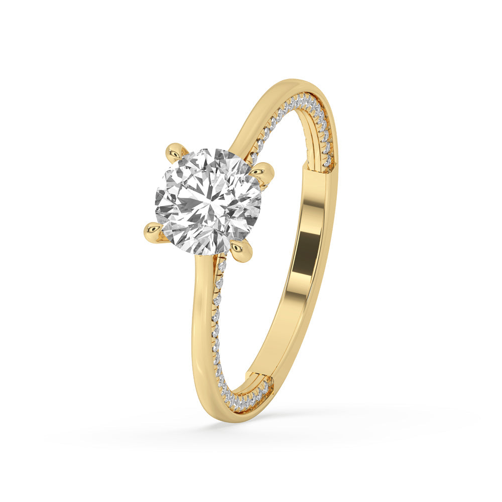 Cathedral Setting Engagement Ring - Hidden Pave Band