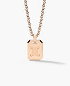 GEMINI MINI ZODIAC Dog Tag Gold Pendant