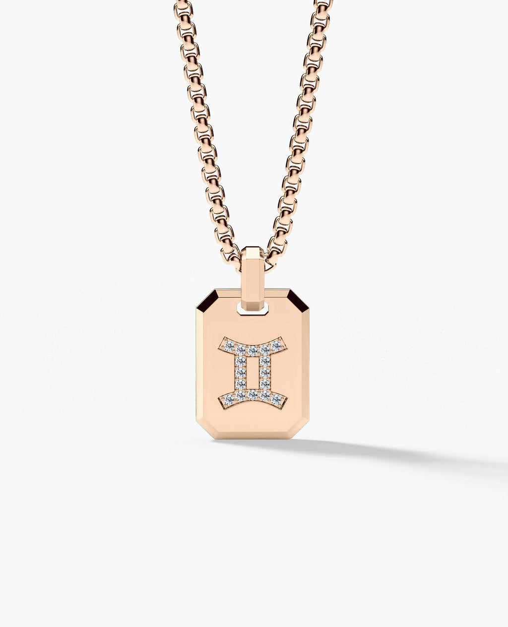 GEMINI MINI ZODIAC Dog Tag Gold Pendant with 0.25ct Diamonds