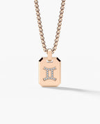 GEMINI MINI ZODIAC Dog Tag Gold Pendant with 0.25ct Diamonds
