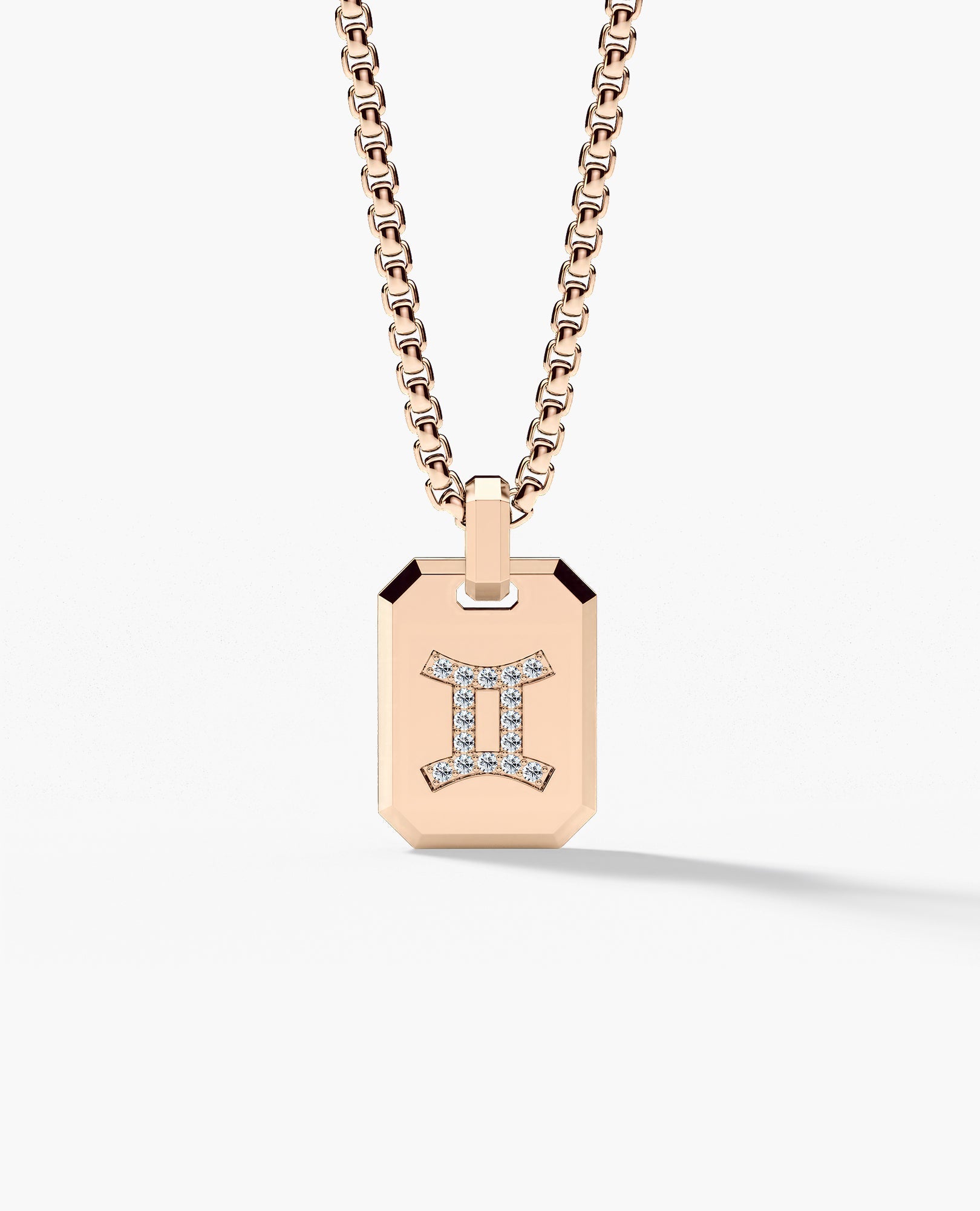 GEMINI MINI ZODIAC Dog Tag Gold Pendant with 0.25ct Diamonds