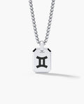 GEMINI MINI ZODIAC Dog Tag Gold Pendant with 0.25ct Black Diamonds