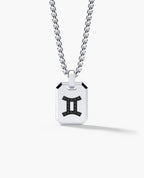 GEMINI MINI ZODIAC Dog Tag Gold Pendant with 0.25ct Black Diamonds