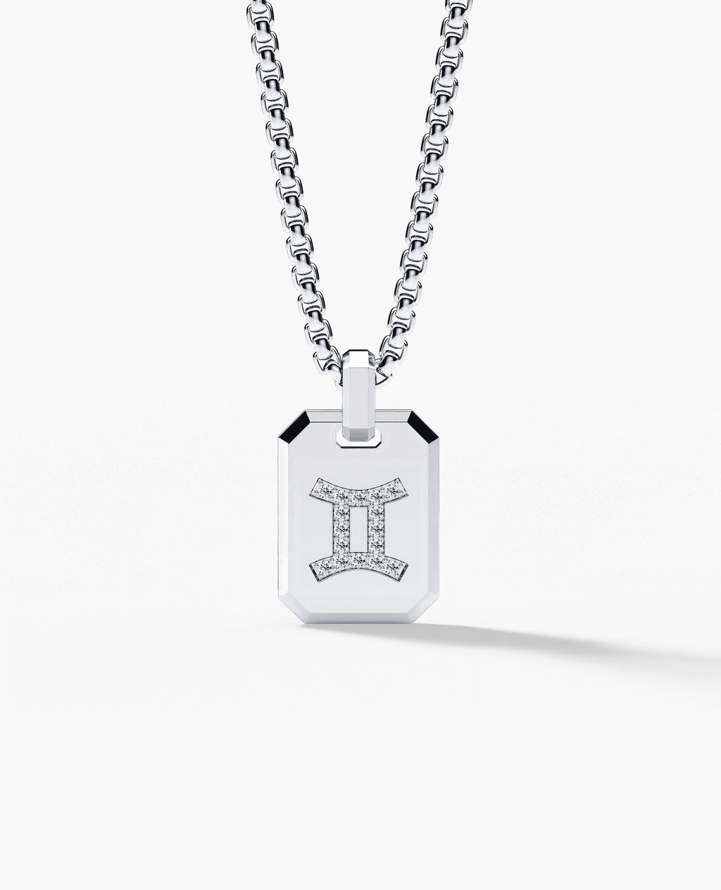 GEMINI MINI ZODIAC Dog Tag Gold Pendant with 0.25ct Diamonds