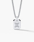 GEMINI MINI ZODIAC Dog Tag Gold Pendant with 0.25ct Diamonds