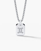 GEMINI MINI ZODIAC Dog Tag Gold Pendant with 0.25ct Diamonds