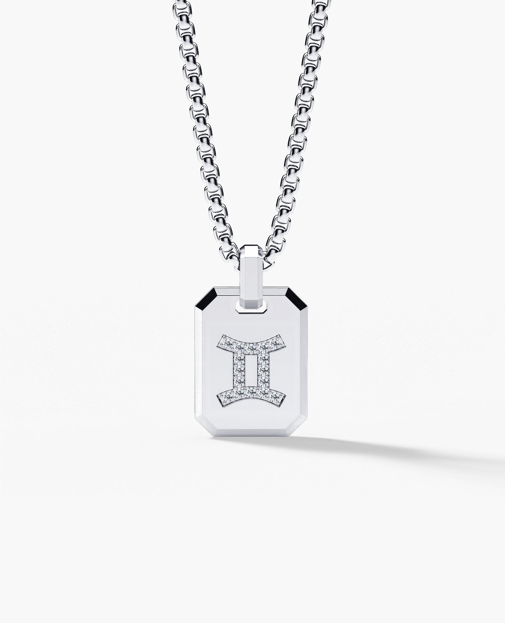 GEMINI MINI ZODIAC Dog Tag Gold Pendant with 0.25ct Diamonds