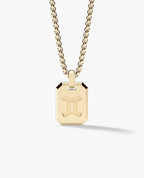 GEMINI MINI ZODIAC Dog Tag Gold Pendant