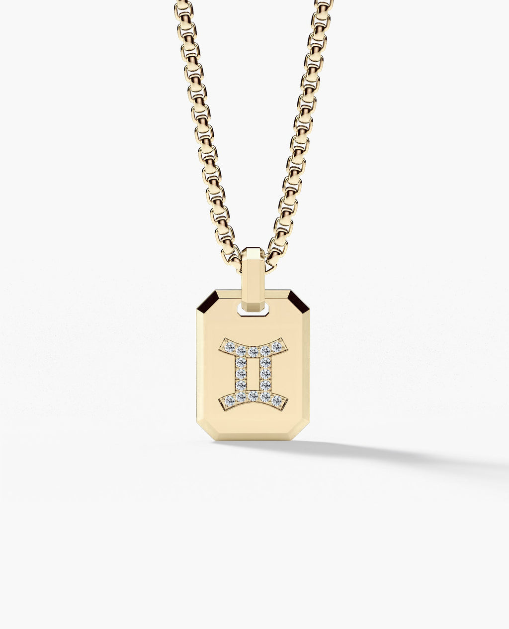 GEMINI MINI ZODIAC Dog Tag Gold Pendant with 0.25ct Diamonds