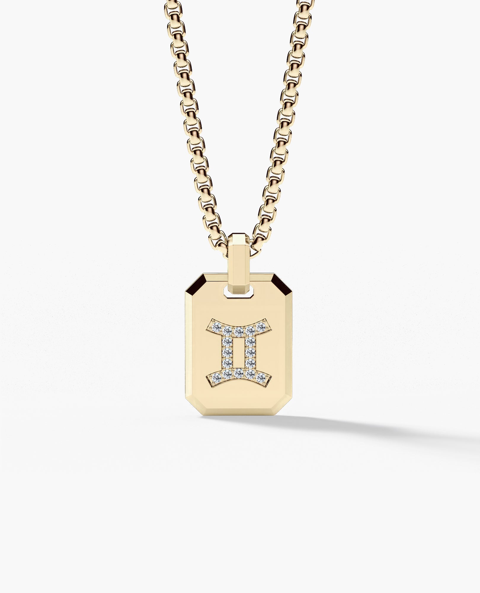 GEMINI MINI ZODIAC Dog Tag Gold Pendant with 0.25ct Diamonds