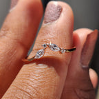 Marquise And Round Wedding Band In Chevron Style