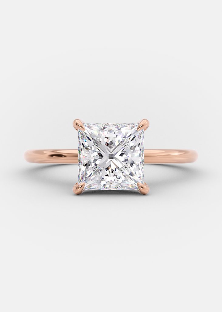 2.13 CT Princess Cut Moissanite Solitaire Engagement Ring