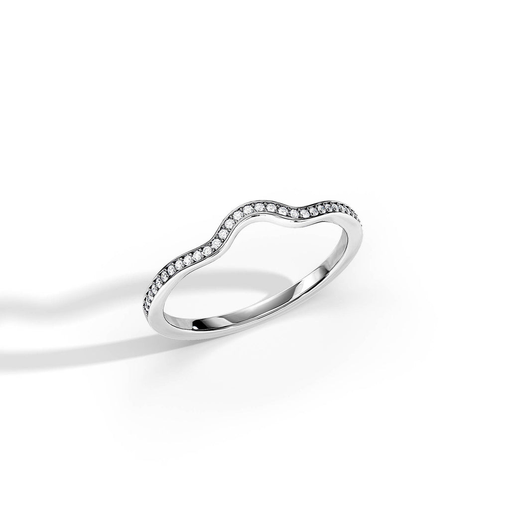 0.10 TCW Round Moissanite Waved Wedding Band