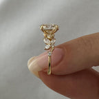 1.5 CT Oval Cut Moissanite Cluster Style Engagement Ring