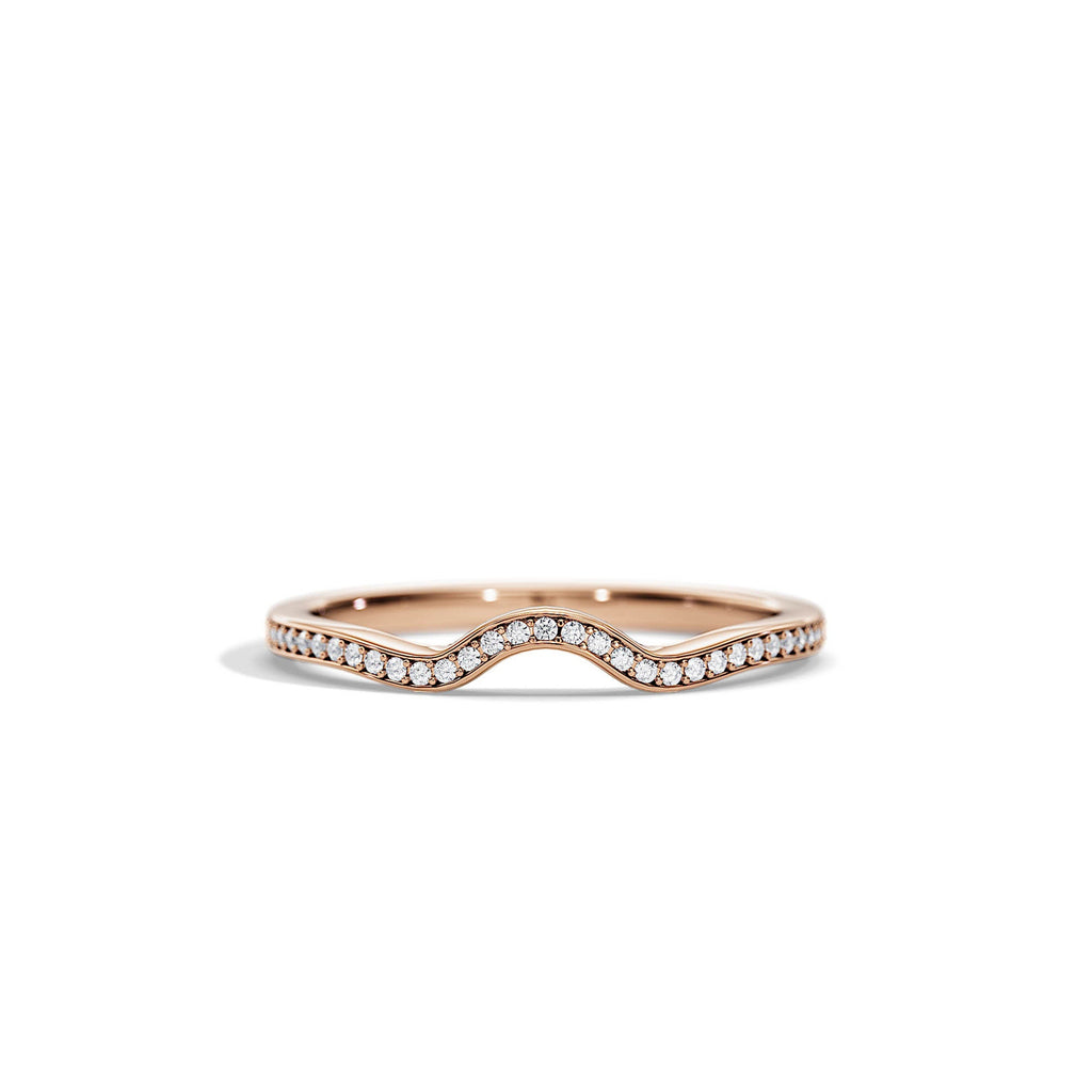 0.10 TCW Round Moissanite Waved Wedding Band