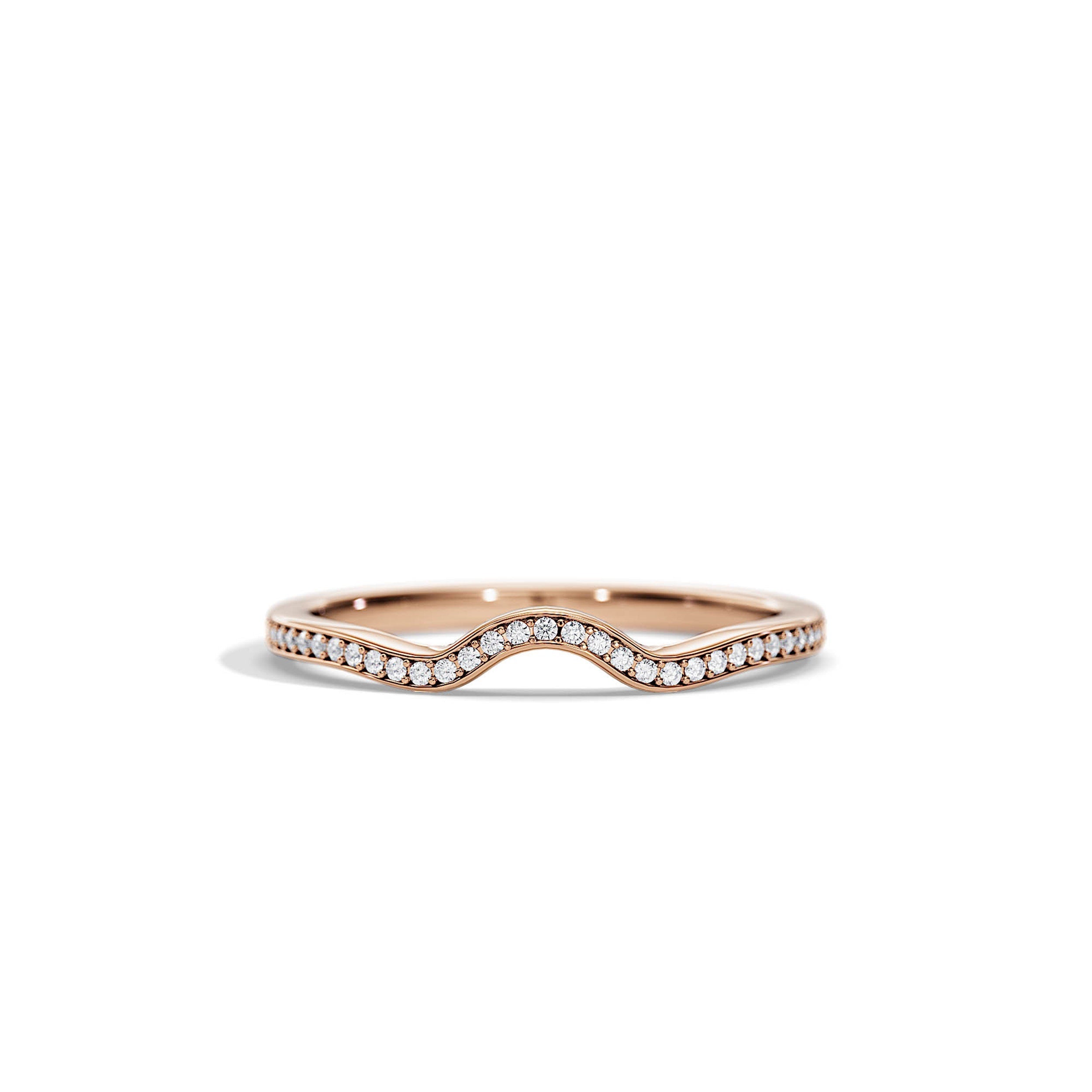 0.10 TCW Round Moissanite Waved Wedding Band