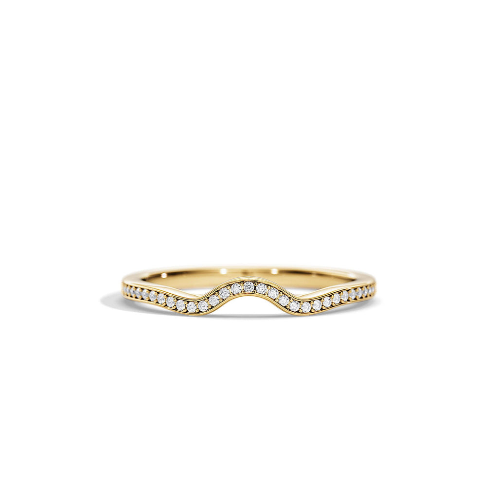 0.10 TCW Round Moissanite Waved Wedding Band