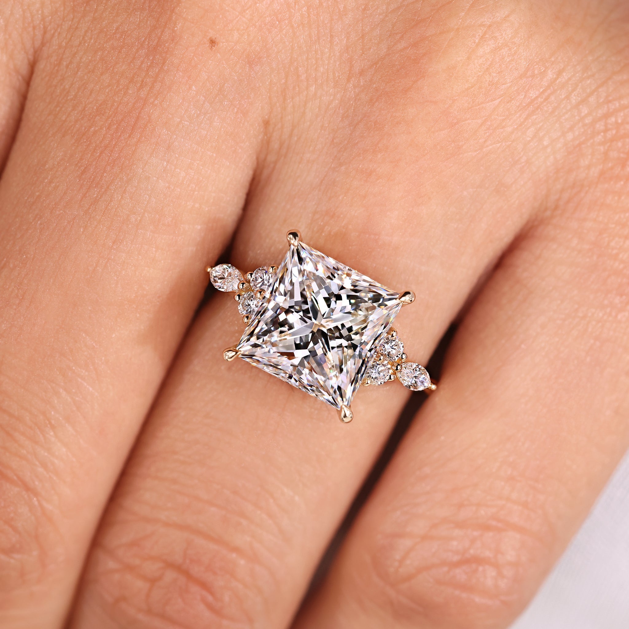 IGI Certified 5 - 7 Carat Princess Cut Diamond Ring in Muse Setting Secondary image