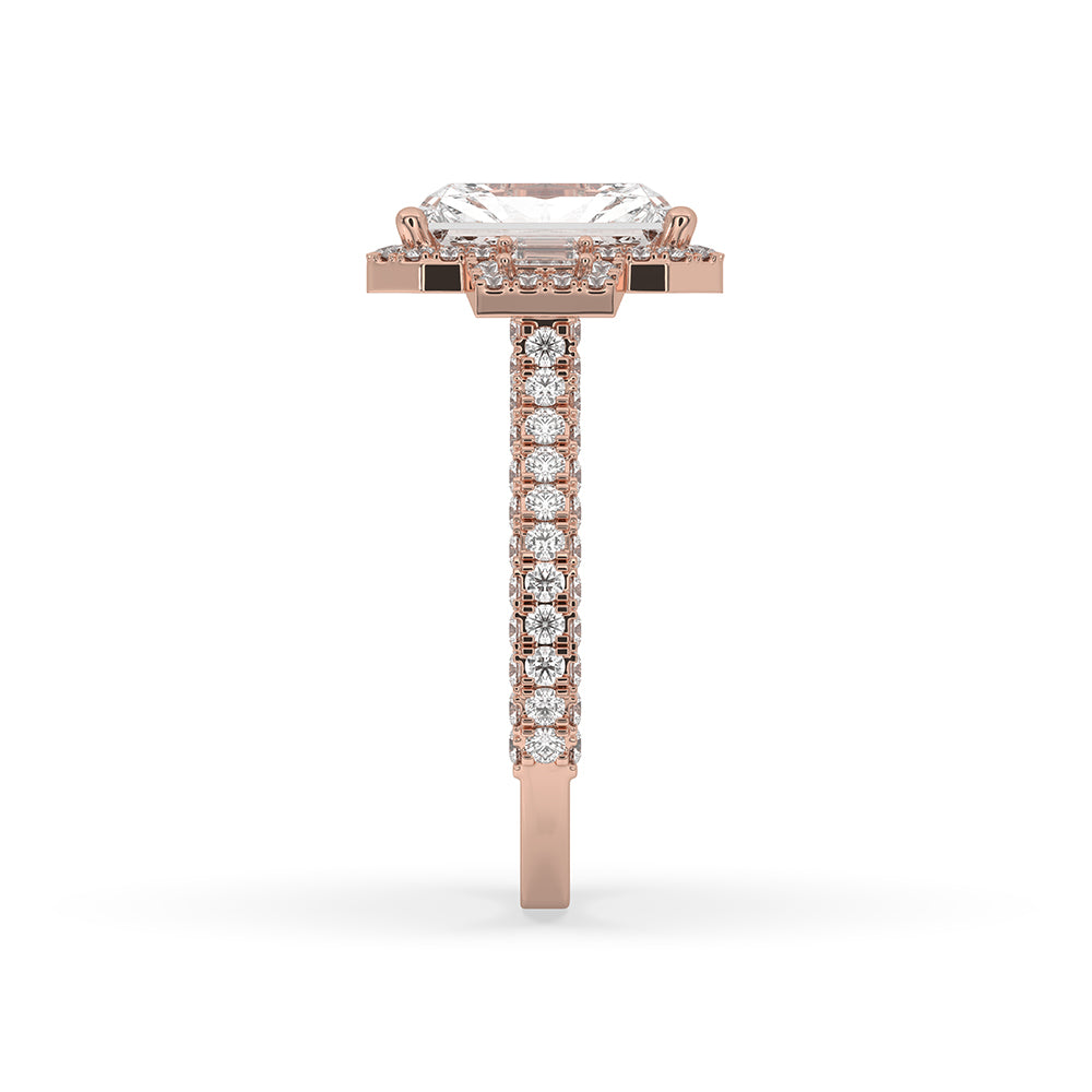 Radiant Cut Ring In 3 Side Pave Setting