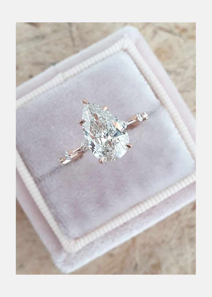 2.50 CT Pear Moissanite Solitaire Dainty Style Engagement Ring