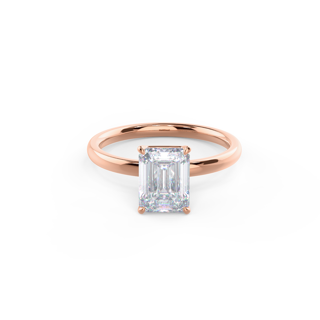 2.75 CT Emerald Cut Moissanite Solitaire Engagement Ring