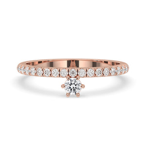 Pave Diamond Ring with Round Diamond