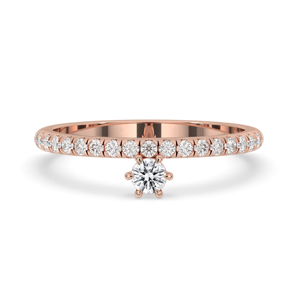 Pave Diamond Ring with Round Diamond