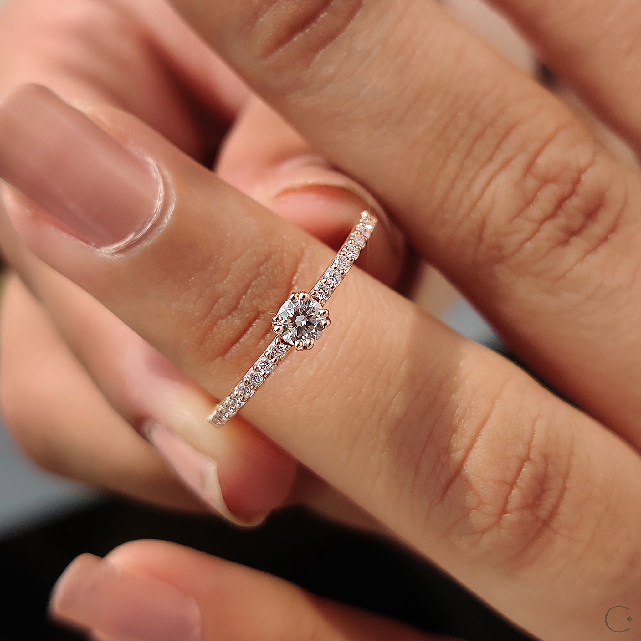 Round Cut Pave Diamond Ring
