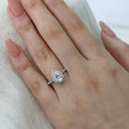 1.50 CT Pear Cut Moissanite Halo Engagement Ring