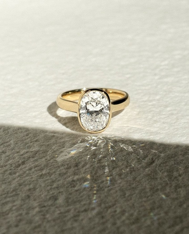 2.0-3.0 CT Cushion Cut Lab Grown Diamond Bezel Engagement Ring