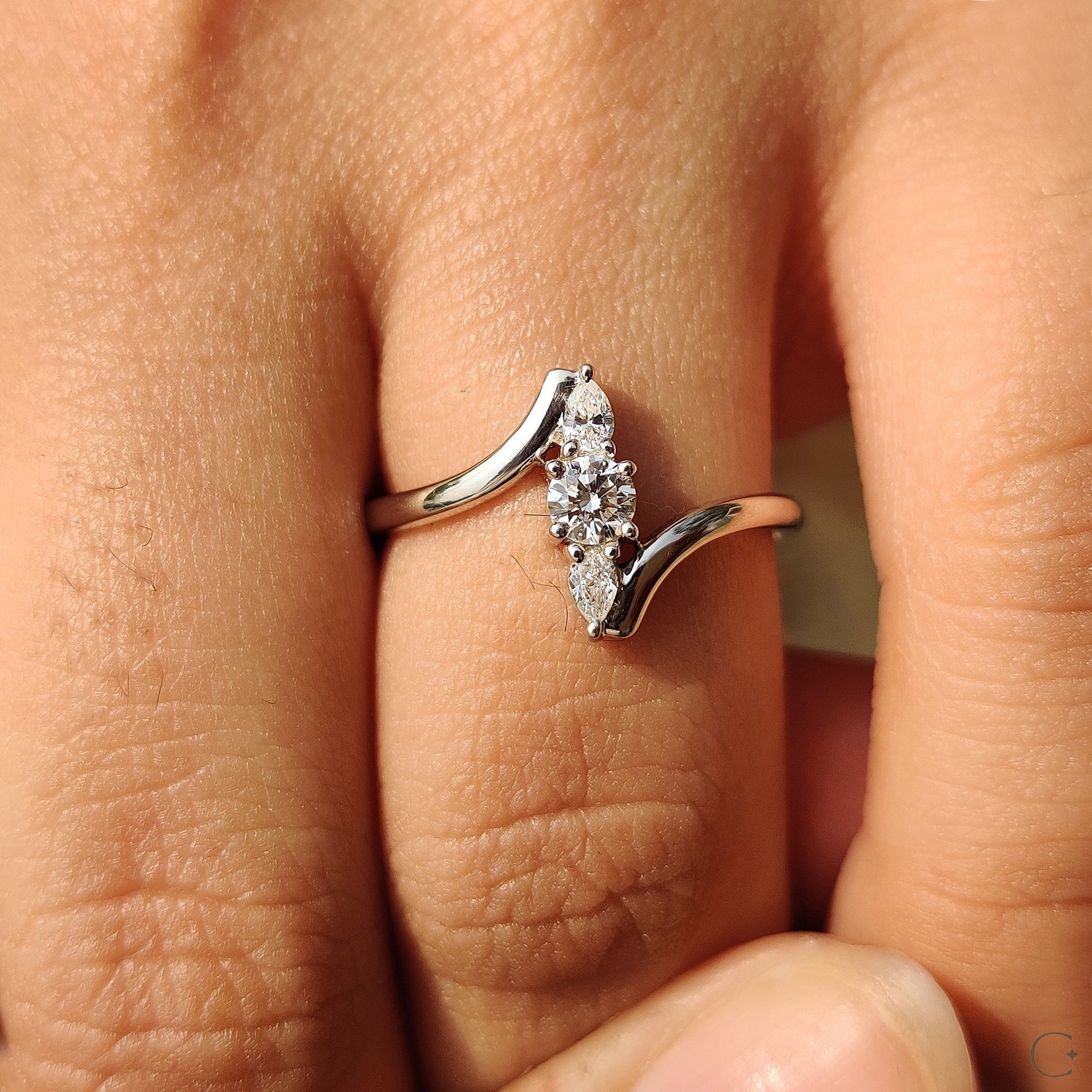 Bypass Engagement Ring With Round And Pear Diamond Secondary image