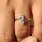 Bypass Engagement Ring With Round And Pear Diamond