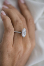 3.85 CT Oval Halo Moissanite Setting Engagement Ring