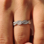 Round Diamond Half Eternity Twisted Wedding Band