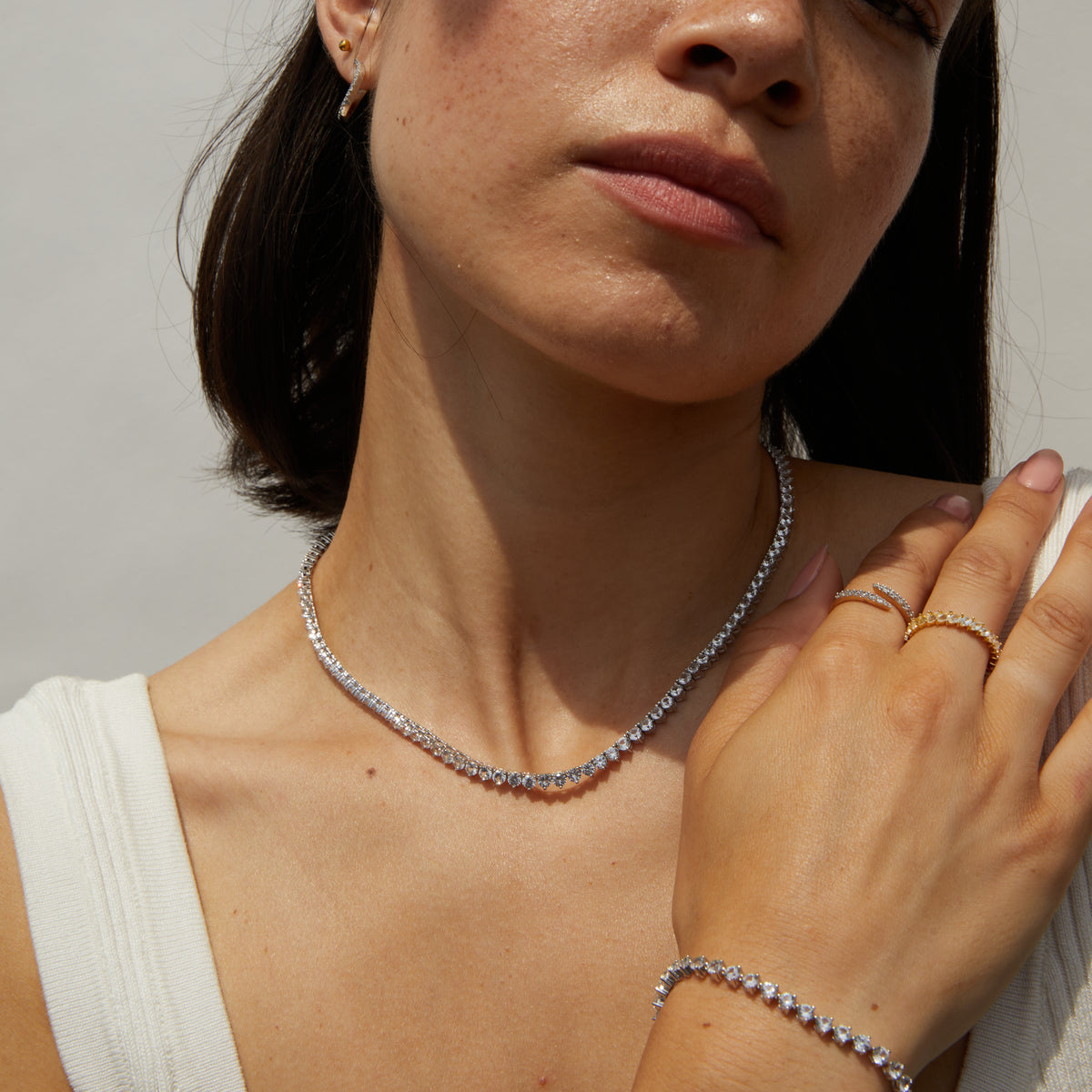 Round Cut Moissanite Diamond Tennis Necklace