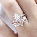 1.0CT Pear Cut Moissanite Halo Bridal Ring Set
