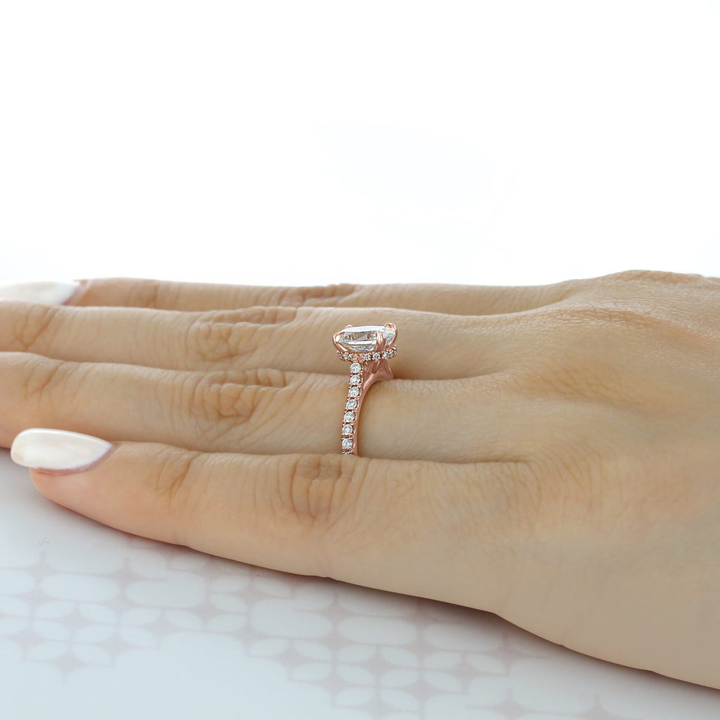 1.33CT Oval Cut Hidden Halo Moissanite Engagement Ring