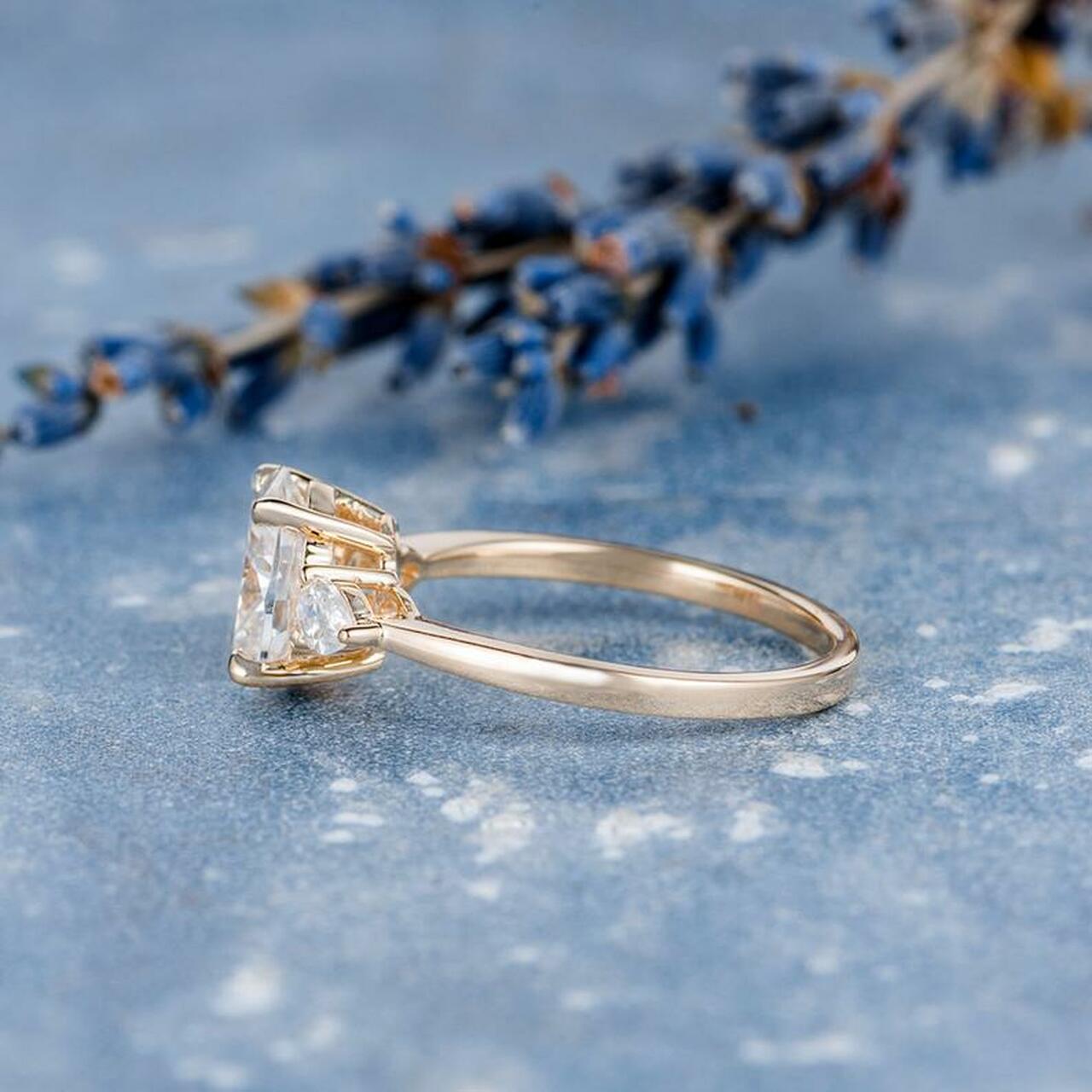 1.50 CT Oval Cut Three Stone Moissanite Engagement Ring