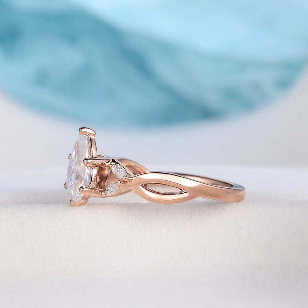 1.33CT Pear Cut Split Shank Moissanite Engagement Ring