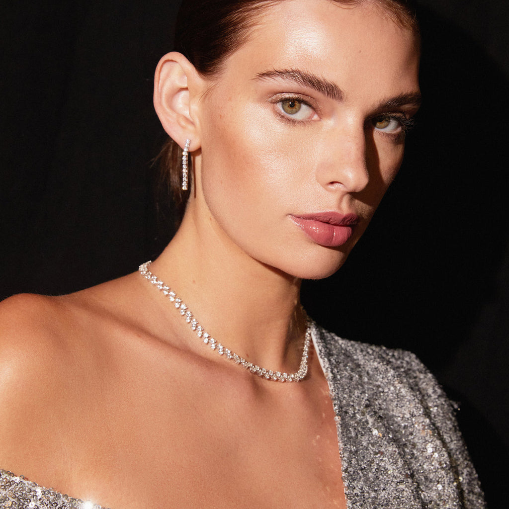 Round Cut Moissanite Diamond Tennis Necklace