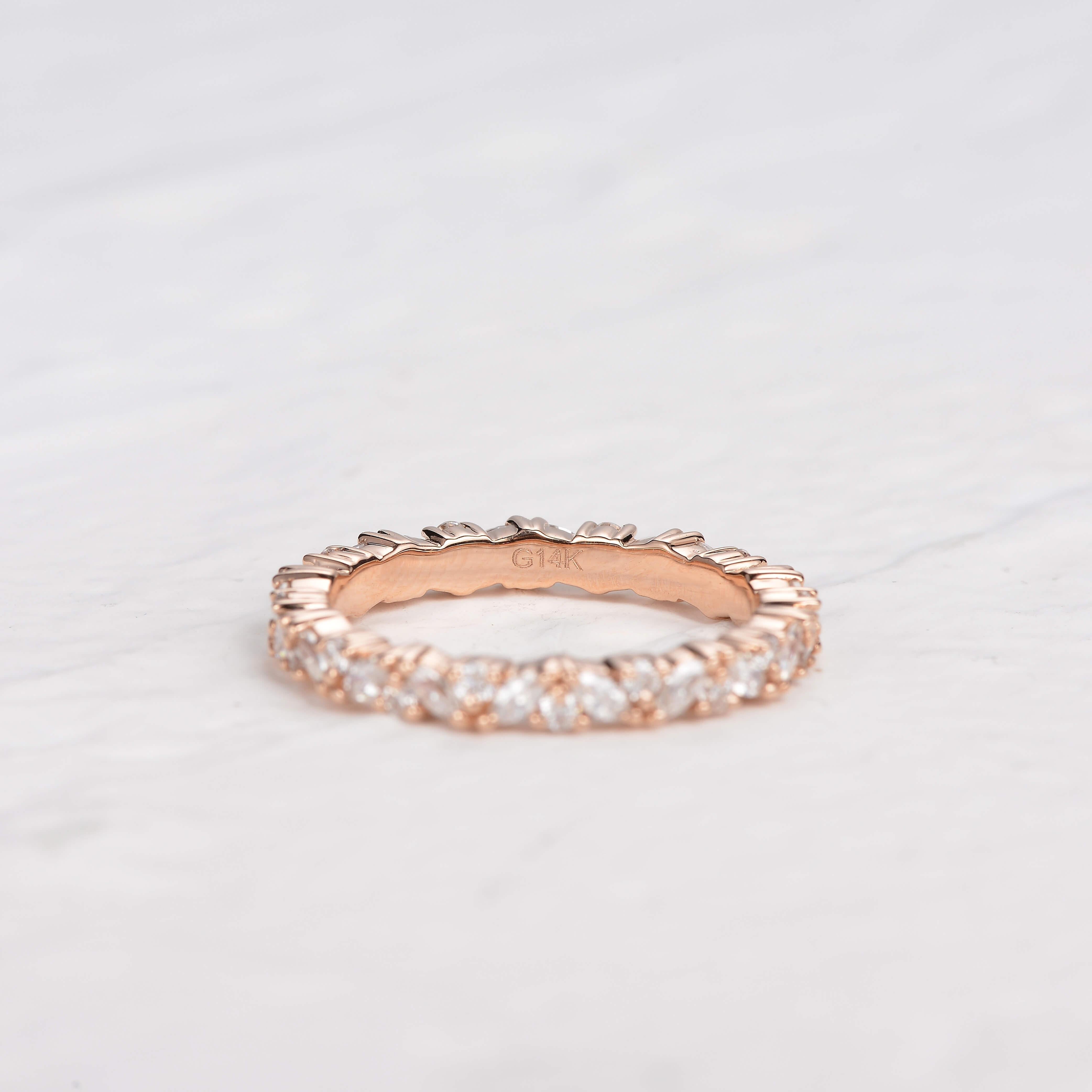 0.4 CT Round And Marquise Moissanite Wedding Band Secondary image