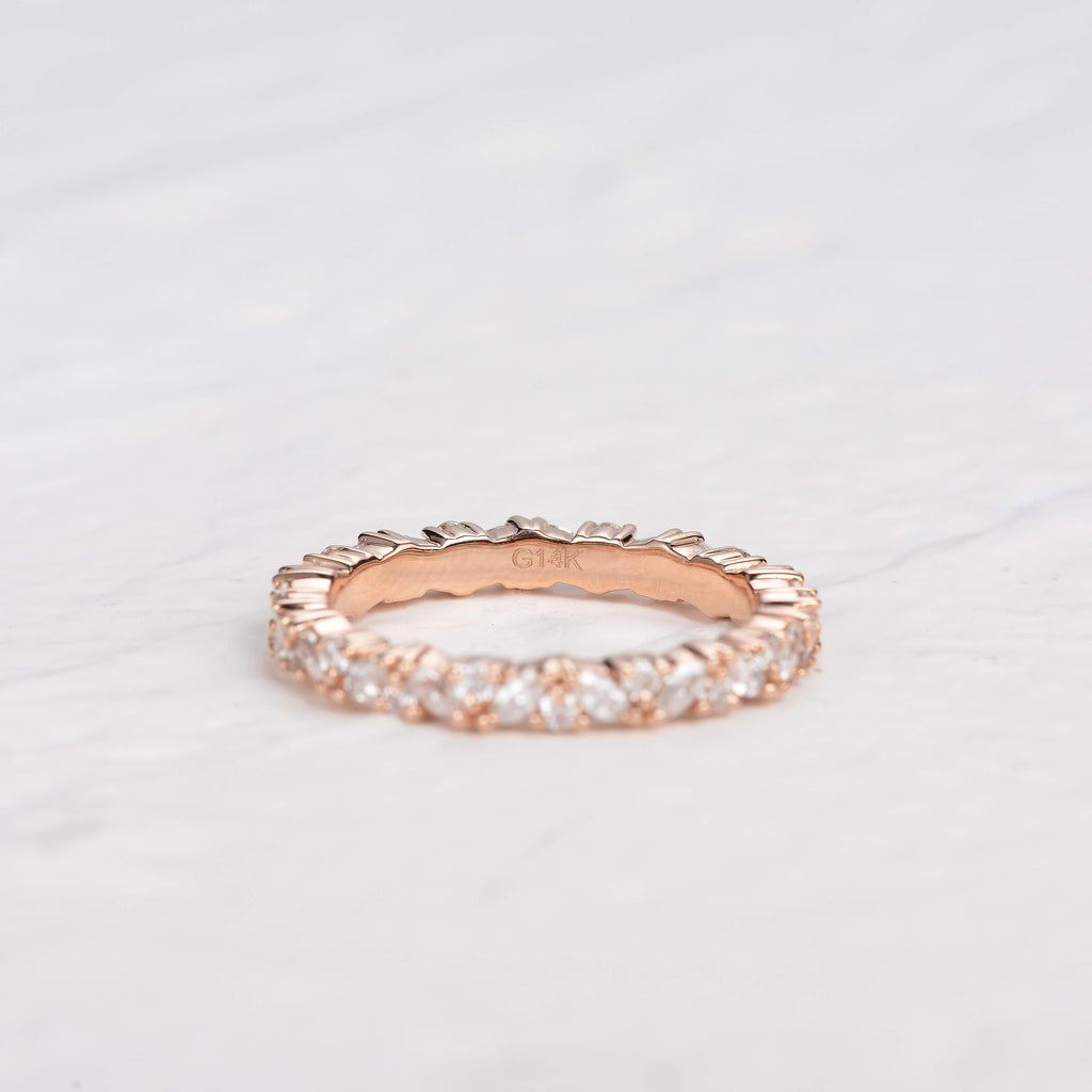 0.4 CT Round And Marquise Moissanite Wedding Band