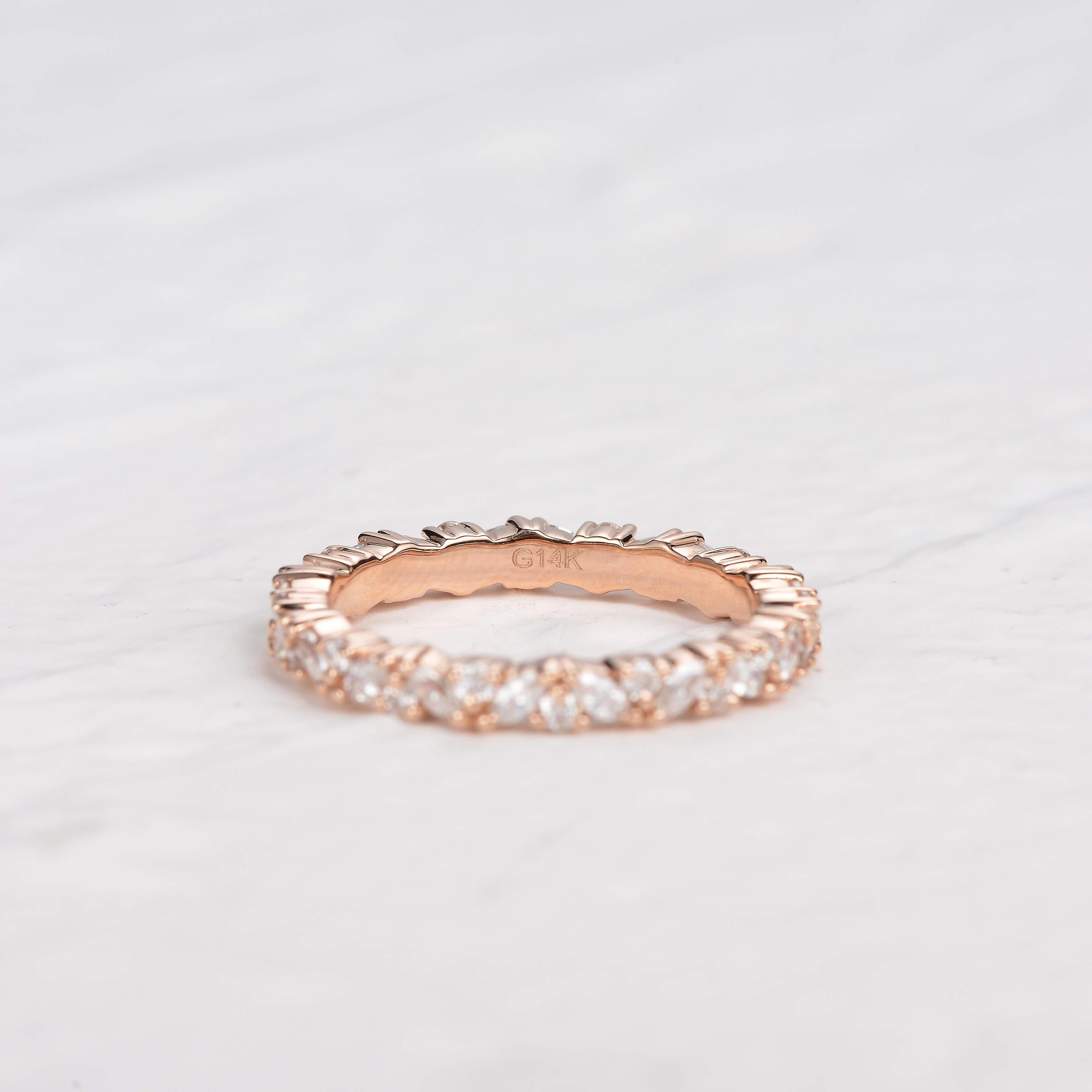 0.4 CT Round And Marquise Moissanite Wedding Band