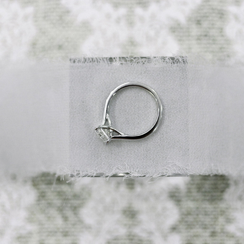 1.0 CT Princess Cut Moissanite Solitaire Style Engagement Ring