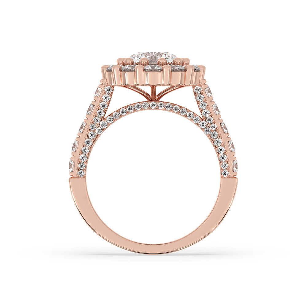 Halo Diamond Engagement Ring in Rose Gold