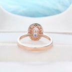 1.0CT Oval Cut Milgrain Halo Moissanite Engagement Ring