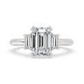 Three Stone Engagement Ring with Emerald Diamonds
