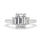 Three Stone Engagement Ring with Emerald Diamonds