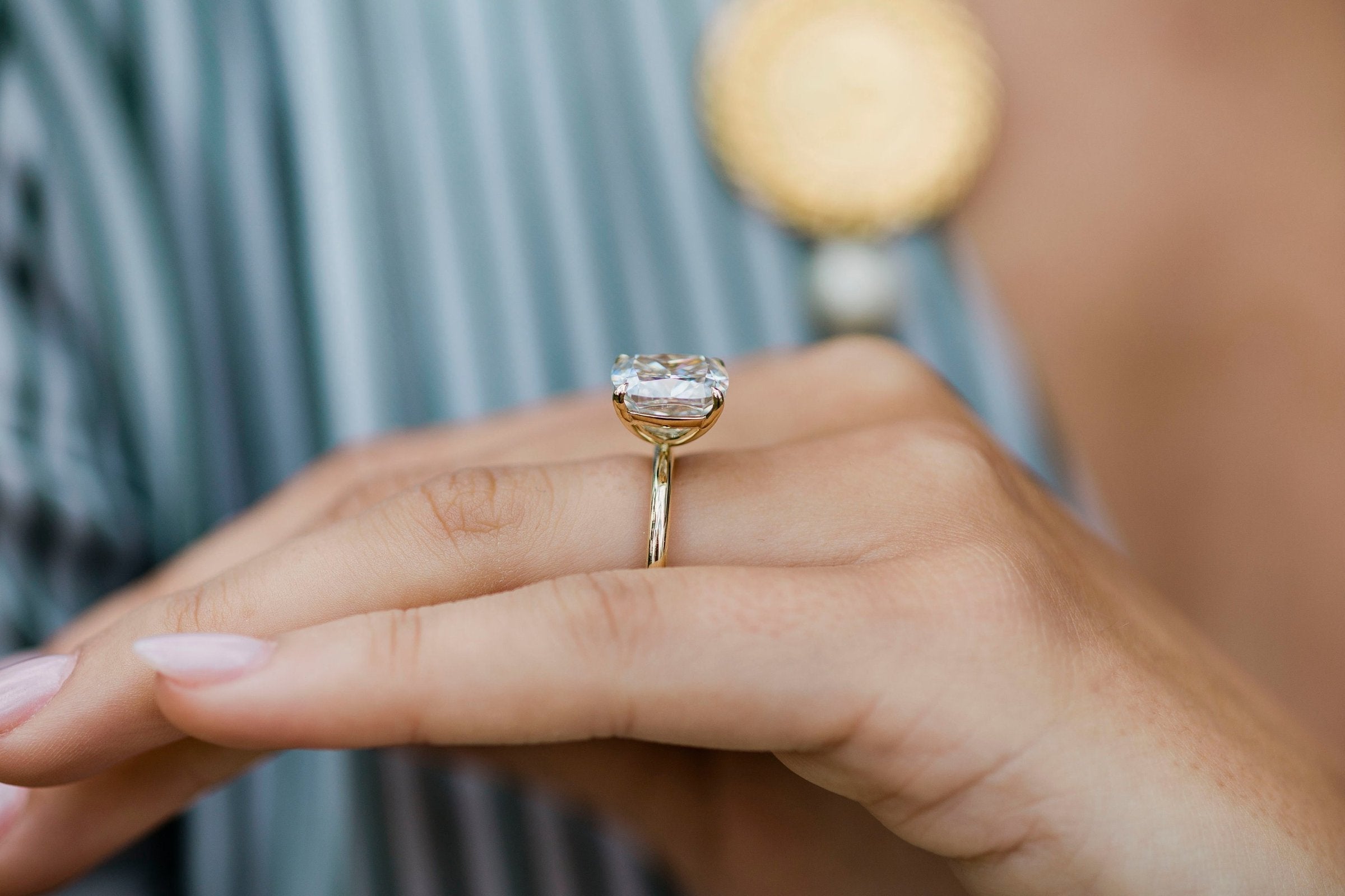 4.65 CT Cushion Cut Moissanite Solitaire Engagement Ring